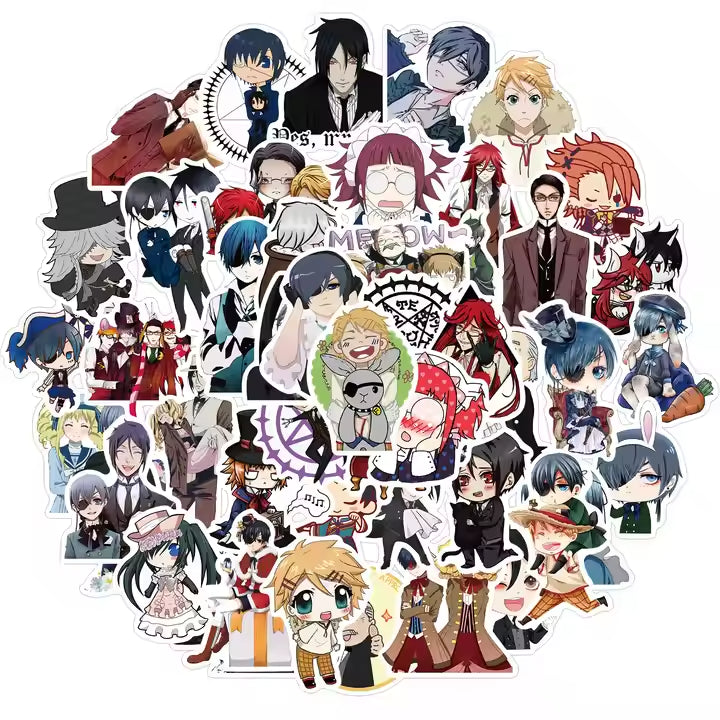 50pcs Black Butler Non-repeat Waterproof Stickers
