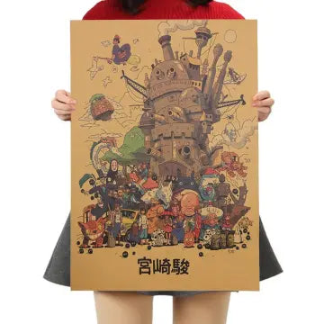 Ghibli characters vintage poster